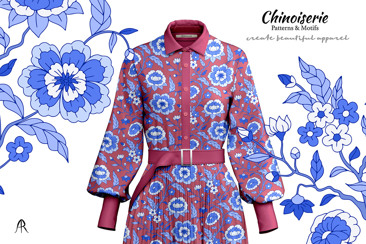 Blue Chinoiserie Patterns & Motifs, a Pattern Graphic by Rose Design (Photo 4 of 12)