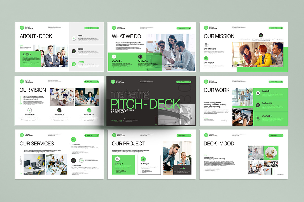 Marketing Pitch Deck Presentation, a Presentation Template by MightyDesign (Photo 1 of 8)