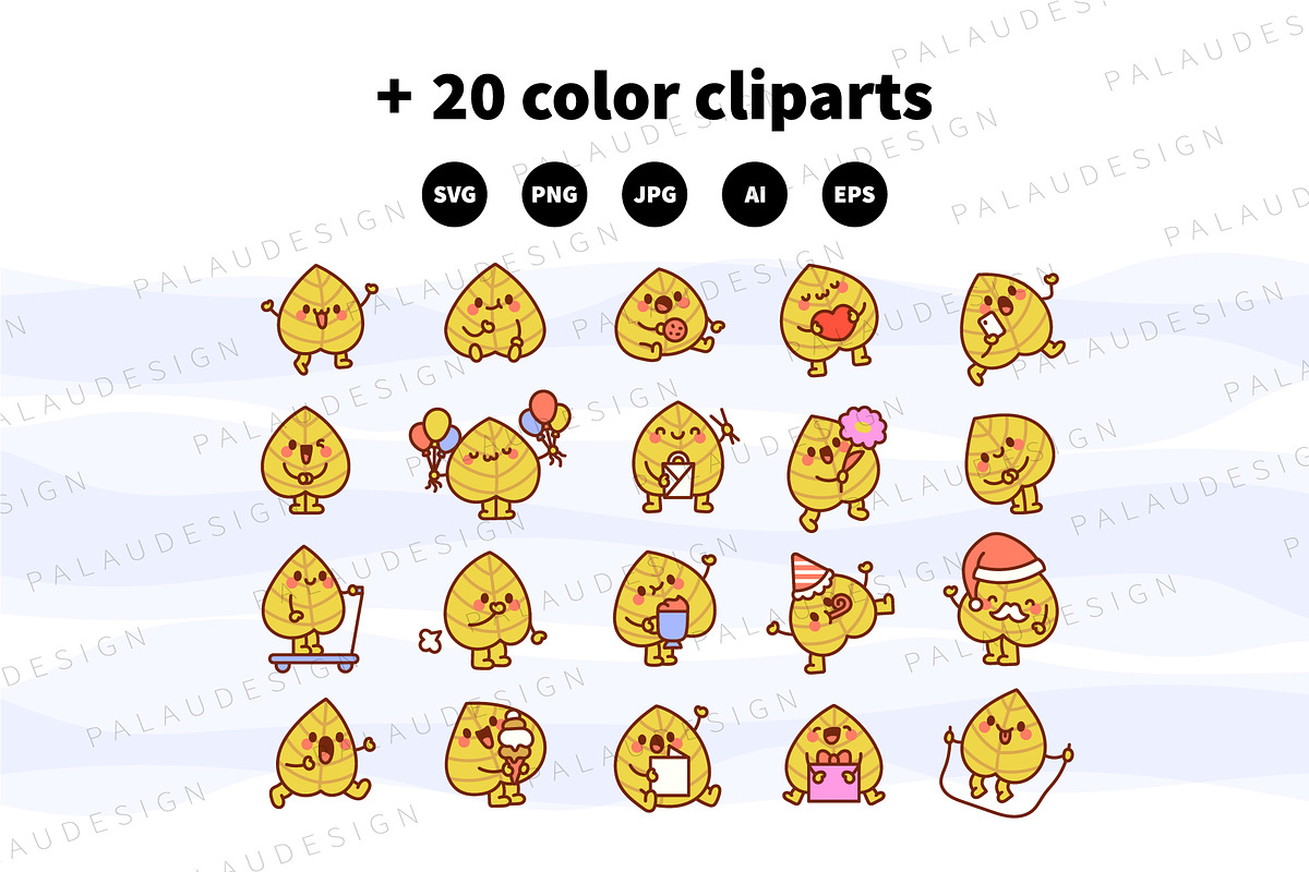 Cute Kawaii Autumn Leaf Character, a Seasonal Illustration by Palau (Photo 10 of 12)