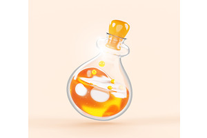 Potion Bottle With Magic Elixir 3d