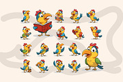 Parrot Character Vector Pack, an Animal Illustration by rix_designs (Thumbnail 4 of 4)