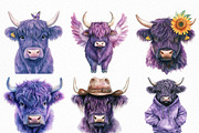 Purple Highland Cow Clipart, an Illustration by Craft Nest (Thumbnail 5 of 6)