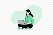 Productive Woman with Laptop Vector, a Work Illustration by Partikusi Design (Thumbnail 3 of 3)