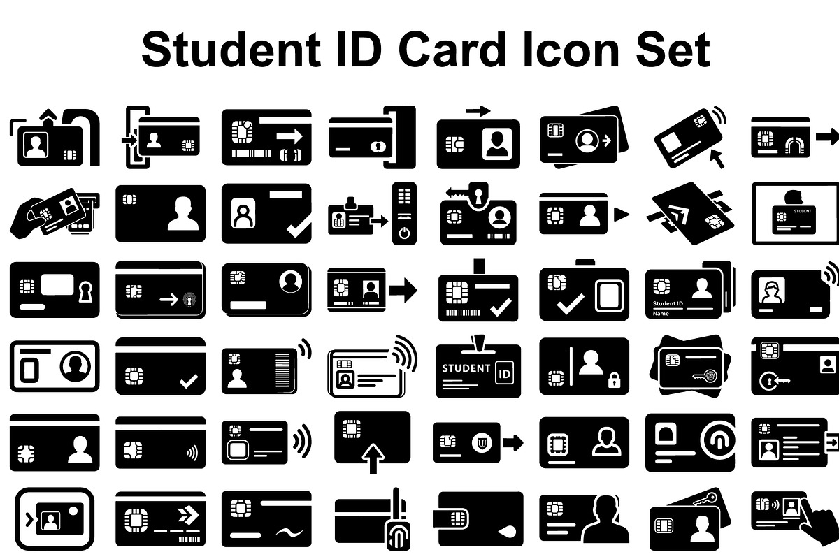 Student ID Card Icon Set, a Graphic by hafijul (Photo 1 of 14)
