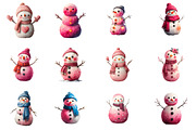 Watercolor Pink Snowman Clipart, an Illustration by Design Market (Thumbnail 2 of 3)