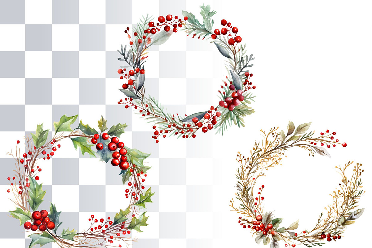 Christmas Frames, Wreath Clipart, a Seasonal Illustration by Loony Dream Designs (Photo 2 of 4)