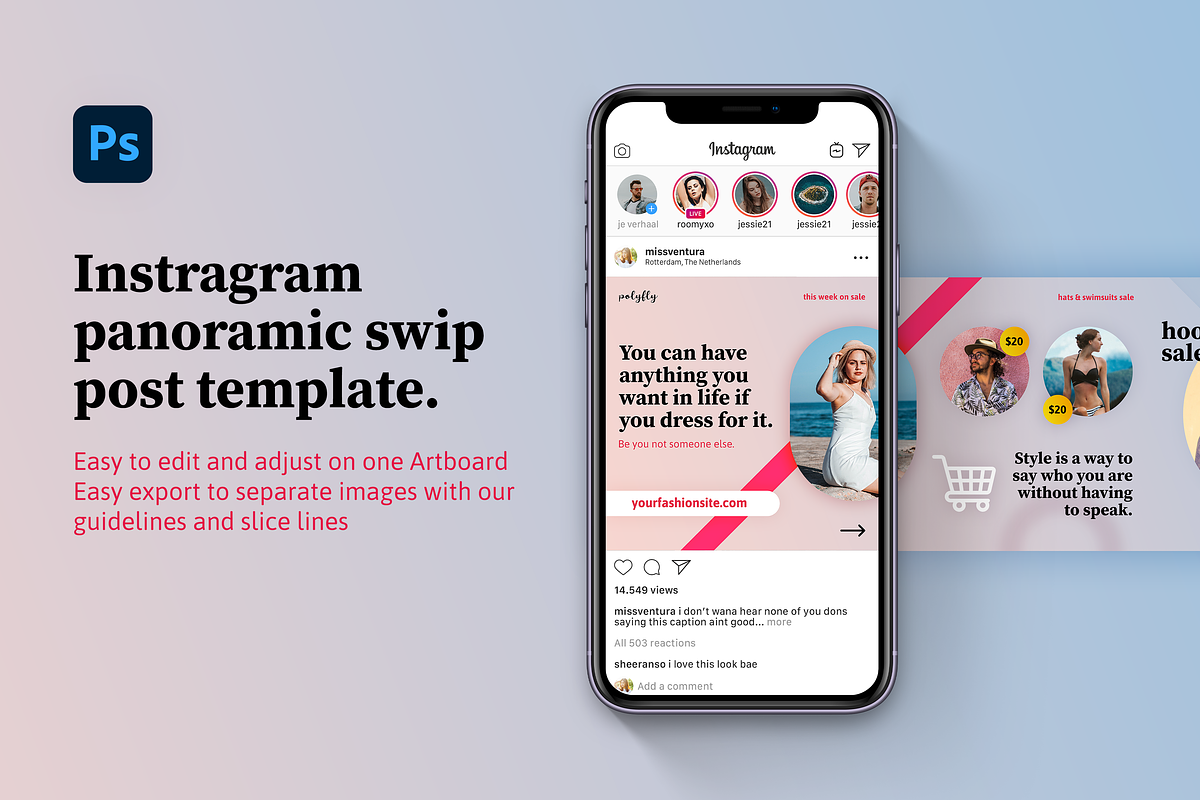 Instagram panoramic post template, a Social Media Template by SPACECAKE (Photo 1 of 4)