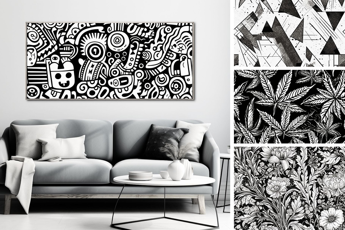 48 seamless black mix modern pattern, a Pattern Graphic by ARTOZEN DIGITAL (Photo 3 of 15)