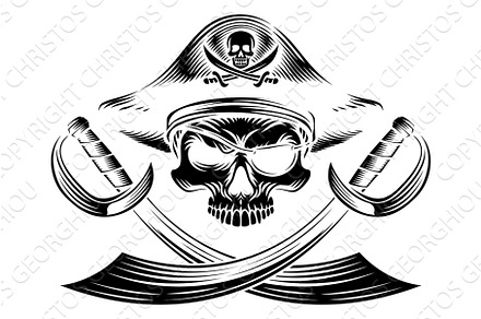 Skull Pirate Crossbones Cross