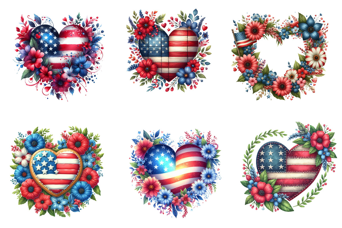 4th of July Love Clipart, an Illustration by DreamArtGraphic (Photo 2 of 4)