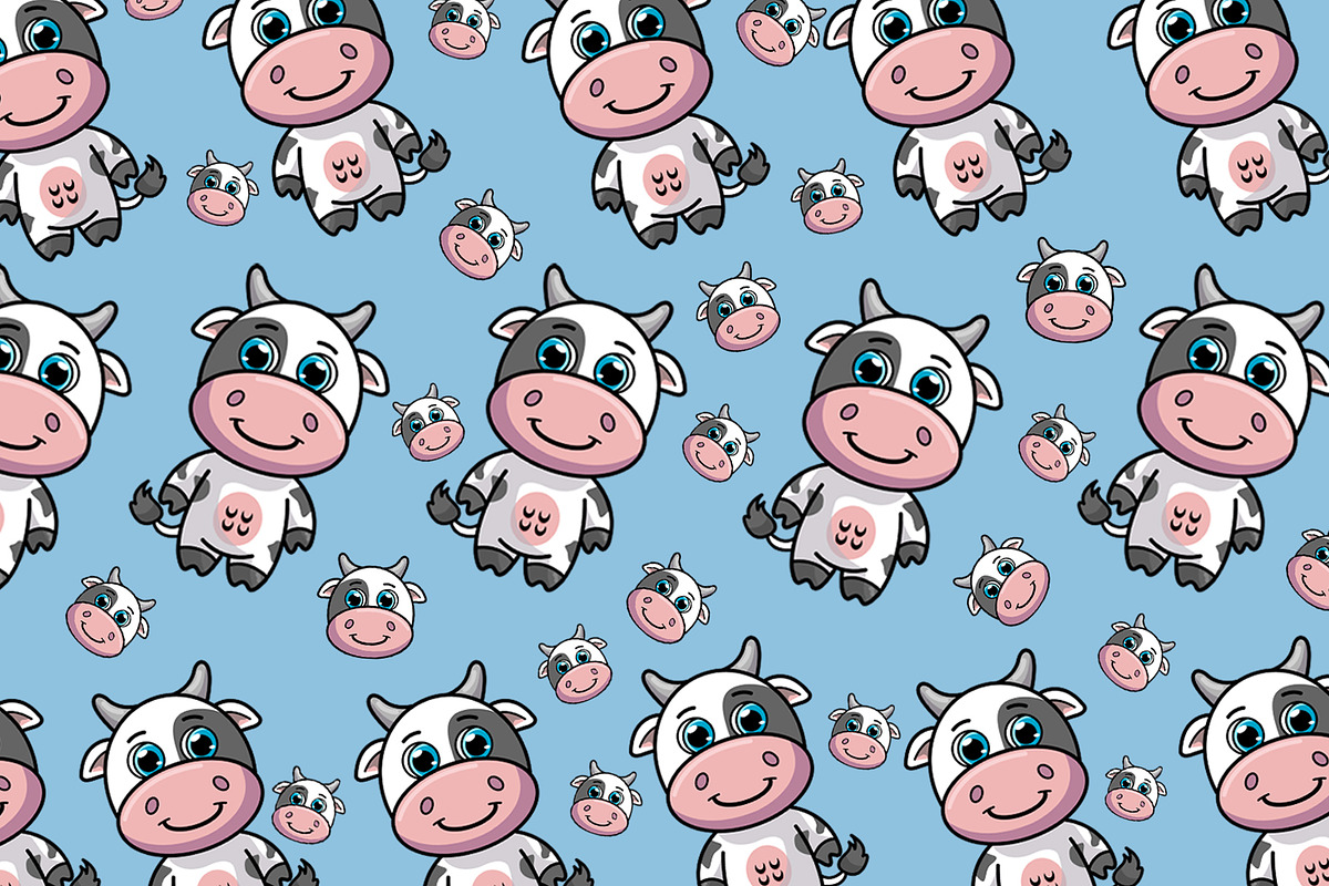 cute pattern little cow, a Pattern Graphic by borera studio (Photo 4 of 5)