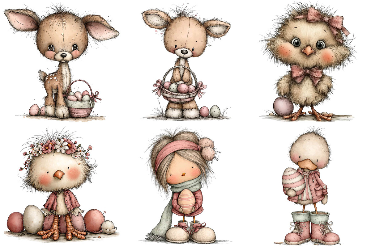 Whimsical Easter Animals Clipart, an Illustration by DreamPrint404 (Photo 3 of 7)