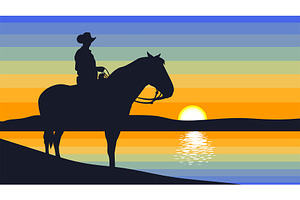 Cartoon Silhouette Of Cowboy