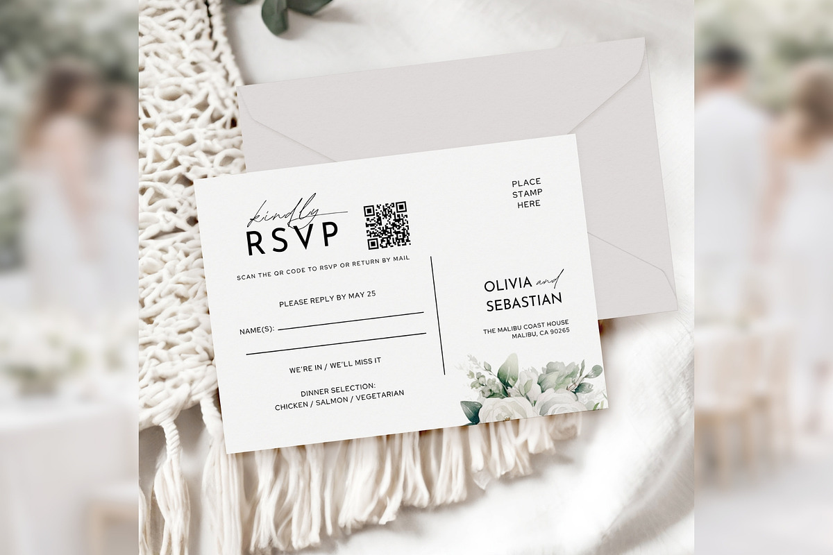 White Floral Invitation Suite bd012, an Invitation Template by TyphoonStudio (Photo 5 of 9)