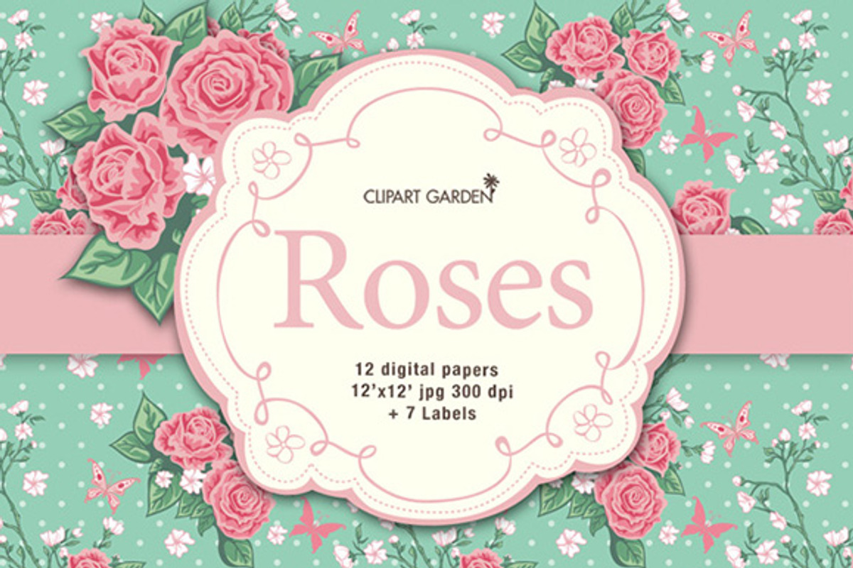 Romantic floral papers and frames. preview 5
