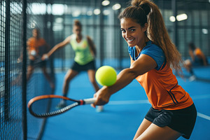 Women learning padel sport from a pr, a Photo by Iftikhar Alam