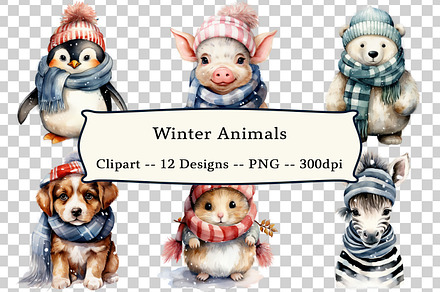 Cute Winter Animals Clipart