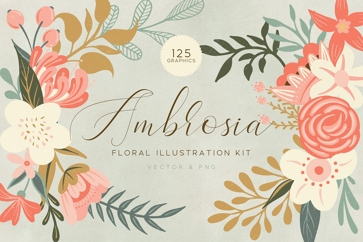 Ambrosia Floral Clip Art Kit, an Illustration by Eclectic Anthology (Photo 1 of 14)