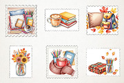 Cozy Back To School Postage Stamp, an Illustration by RobertsArt (Thumbnail 4 of 5)