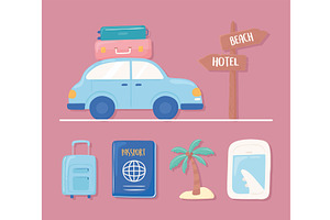 travel icon set, an Object Illustration by studiogstock