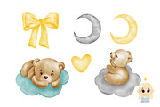 Baby Boy Watercolor clipart, an Animal Illustration by Natalya_Mona_Art (Thumbnail 6 of 10)