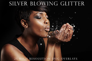 Blowing silver glitter overlays