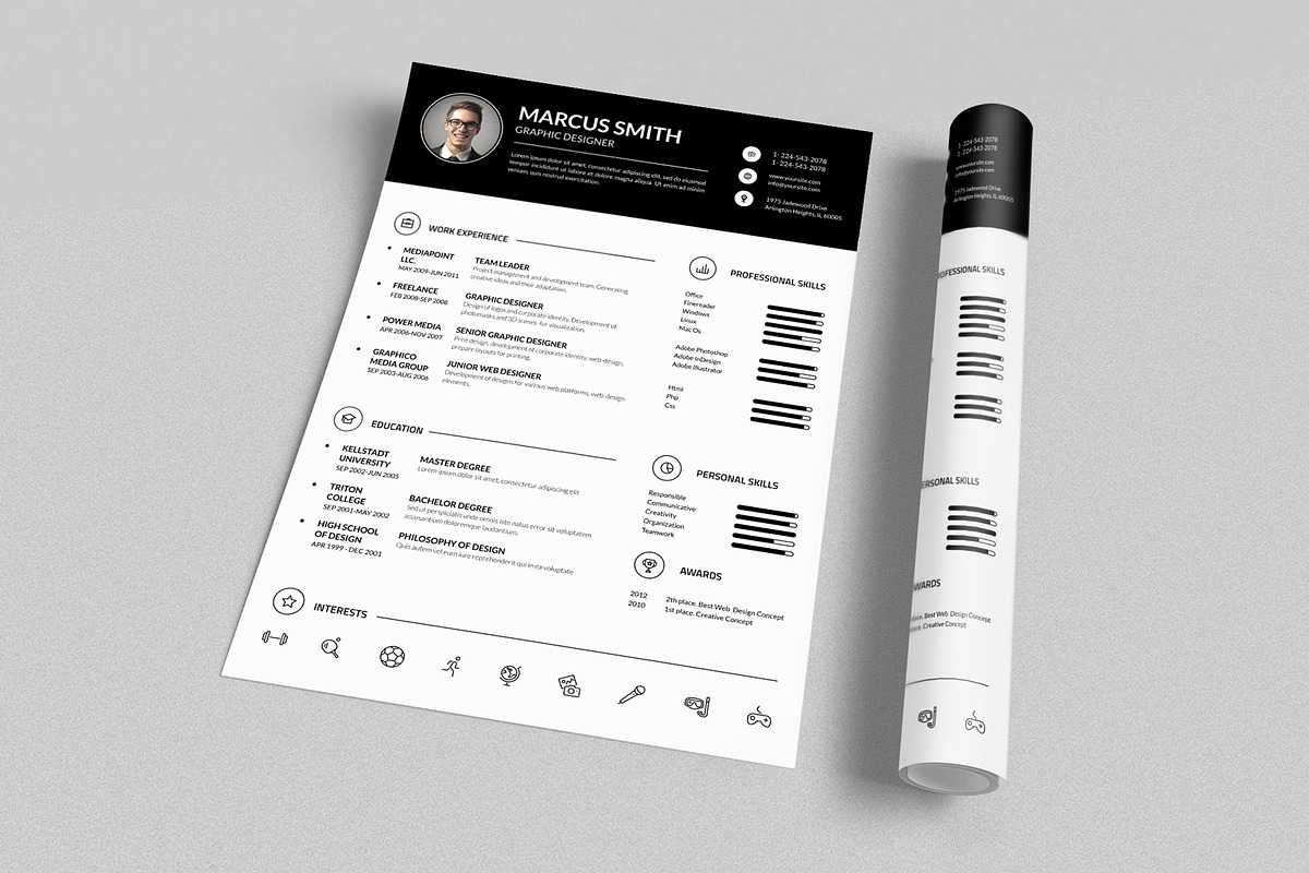Simple Resume CV, a Stationery Template by ND Design (Photo 2 of 8)