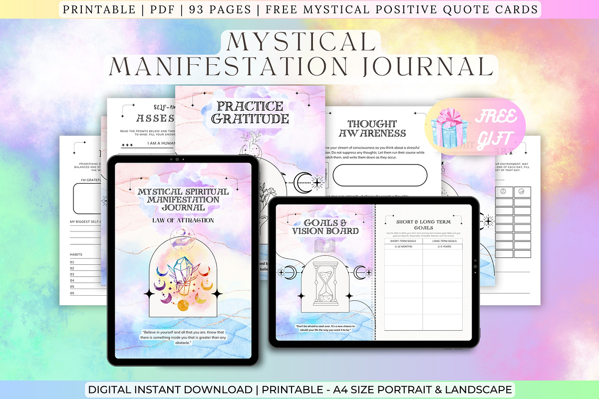 Manifestation And Gratitude Journal, a Stationery Template by Tas Creative Studio (Photo 1 of 10)