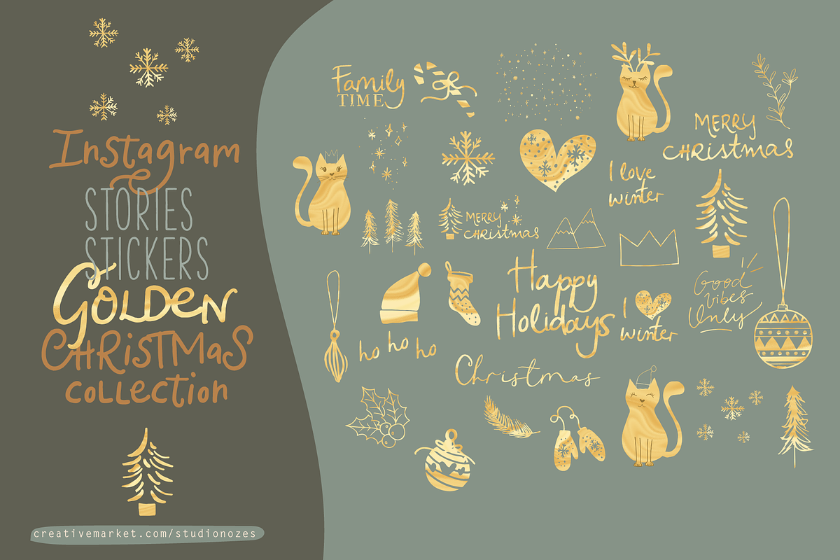 GOLDEN CHRISTMAS STORY STICKERS, an Icon by PATRICIA SODRÉ © (Photo 1 of 5)