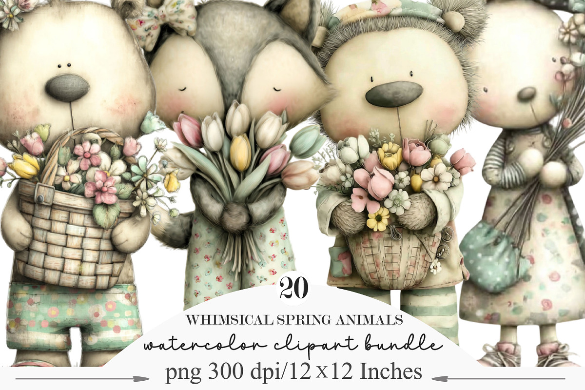 Whimsical Spring Animals Clipart, an Illustration by Designking (Photo 1 of 5)