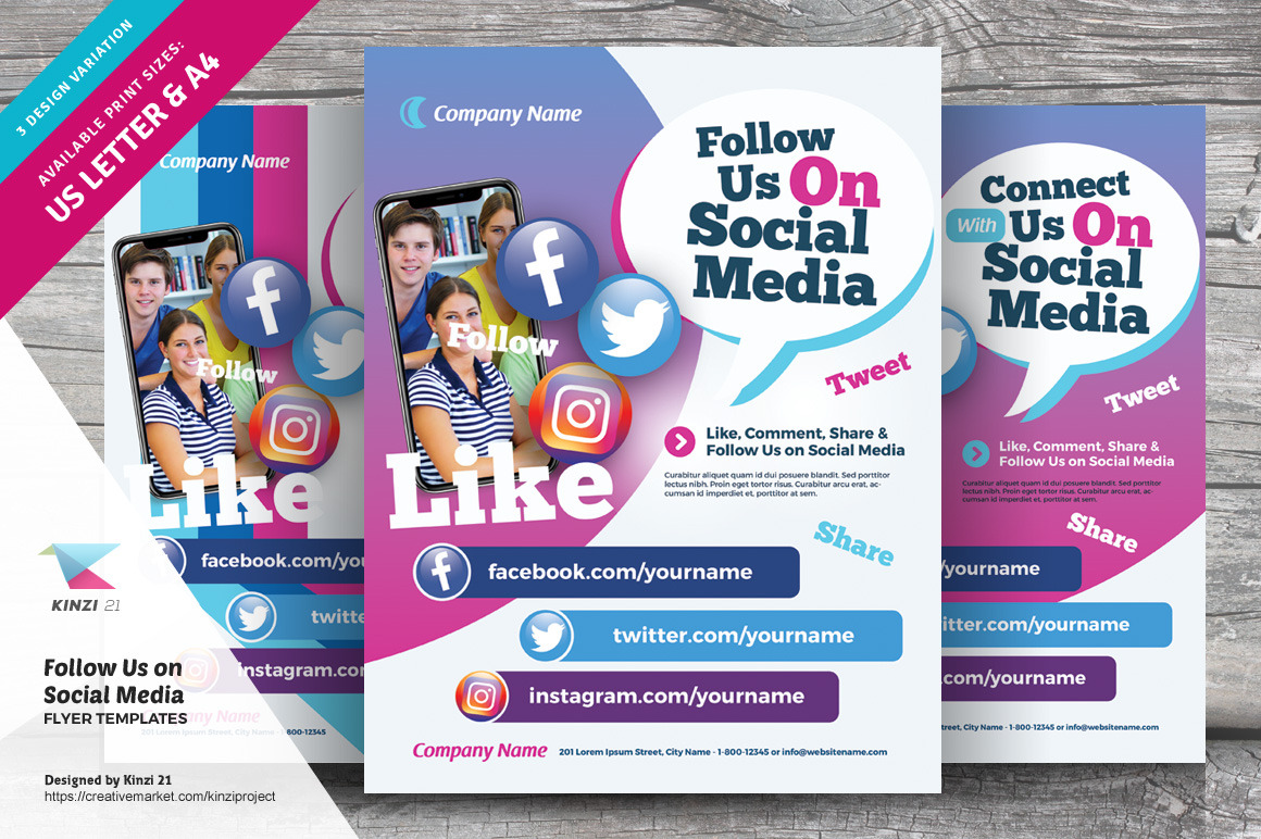 Follow Us on Social Media Flyers, a Flyer Template by kinzi21