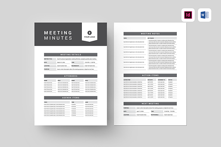 Meeting Minutes Template, a Stationery Template by Leaflove