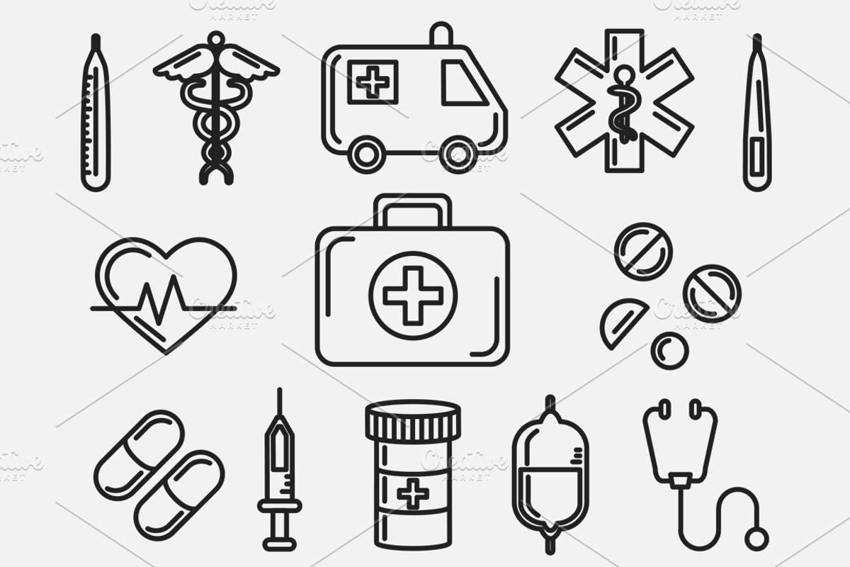 Medical Set Outlined & Colored, an Icon by DeniseUytiepo (Photo 3 of 5)