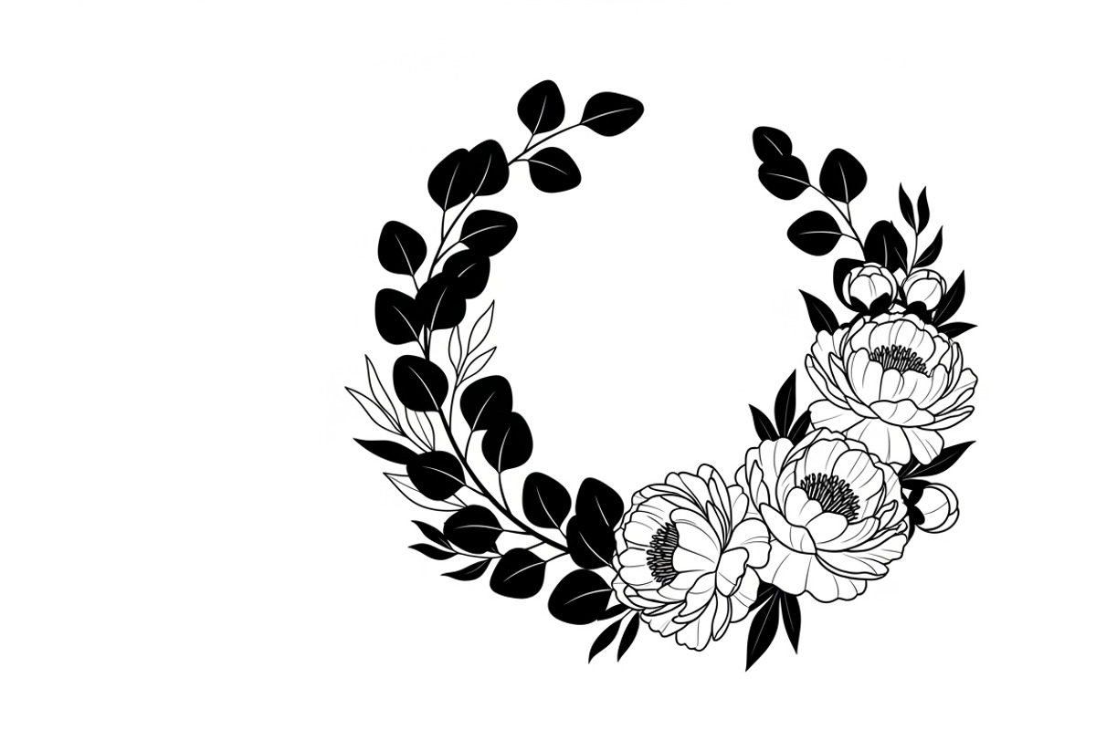 Elegant floral wreath silhouette, an Illustration by Amazin_art (Photo 9 of 41)