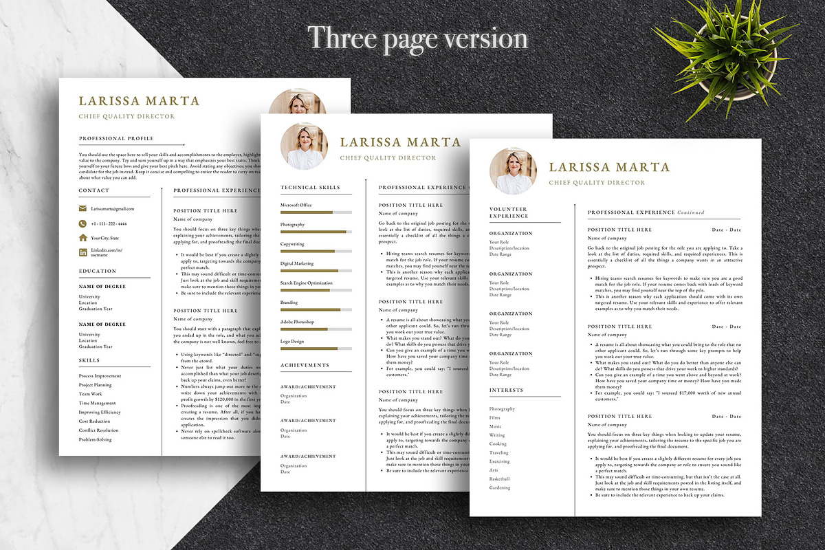 Modern Resume Template Pack | Canva, a Resume Template by Lux Resume (Photo 3 of 9)