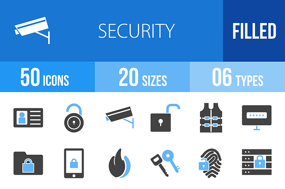 50 Security Blue & Black Icons preview 4