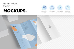 Quad Fold Vertical Flyer Mockups