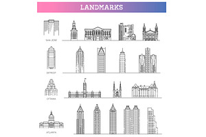 American Landmarks Symbols, an Outline Icon by Tettygreen