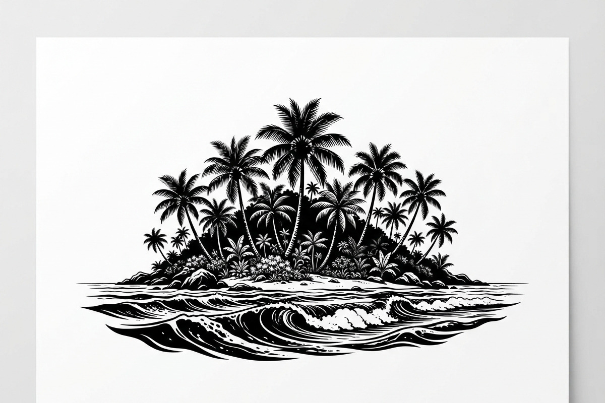 50 Tropical Palm Island Silhouette, an Empty State Illustration by Amazin_art (Photo 5 of 41)