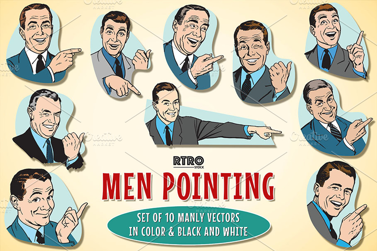 RTRO Men Pointing 1, a Work Illustration by RTRO Stock (Photo 1 of 5)