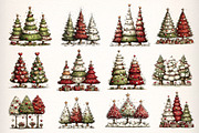 Watercolor Christmas Trees Clipart, an Illustration by Dream Creation (Thumbnail 2 of 7)
