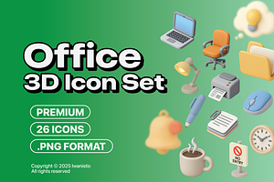 Office 3D Icons set PREMIUM, a Solid Icon by Iwanistic