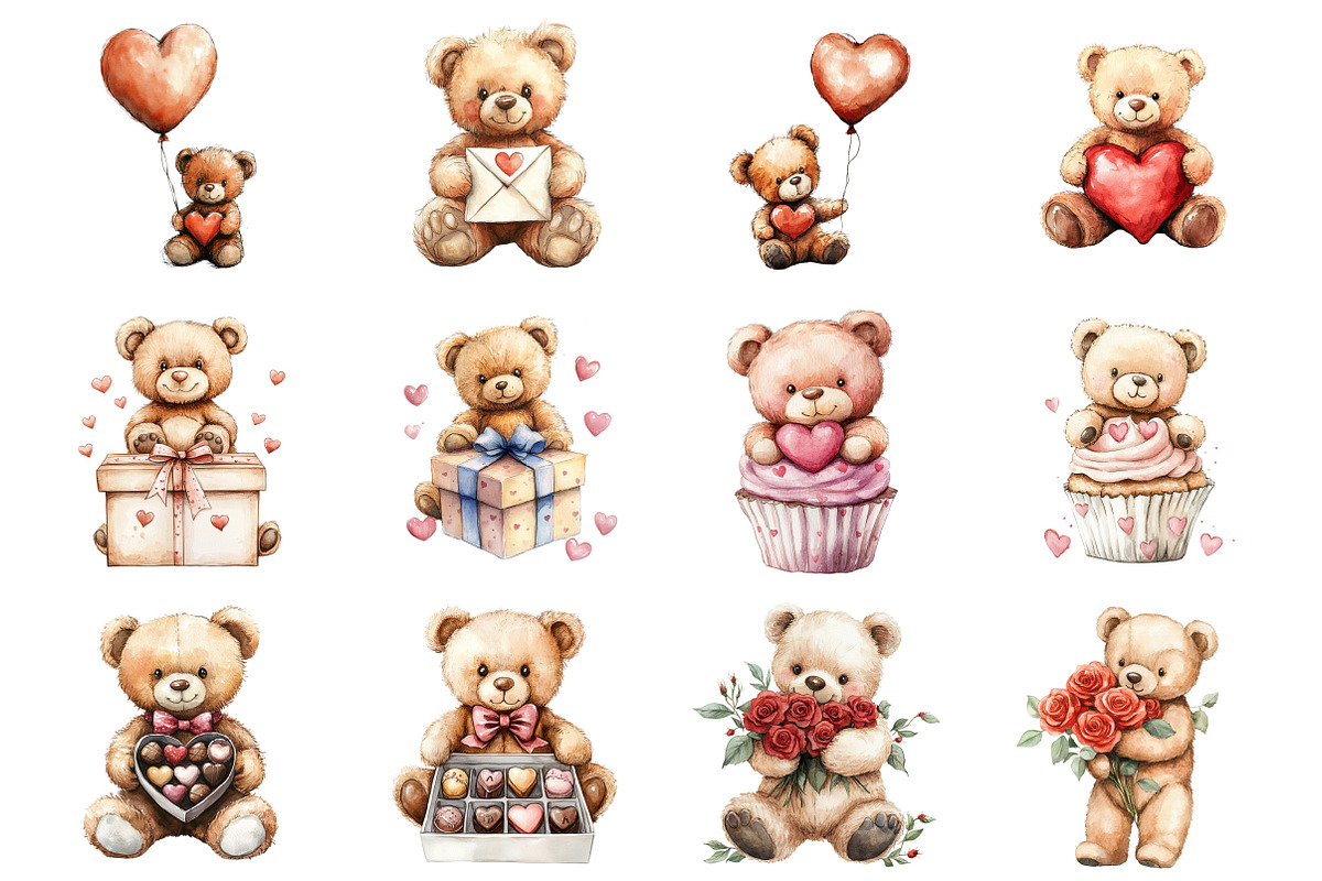 Valentine's Day Teddy Bear, an Illustration by Design Market (Photo 2 of 3)