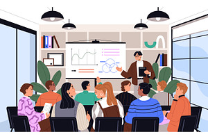 Business training scene + banner, a Person Illustration by PaperTrident