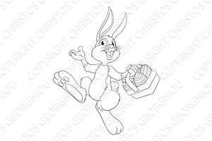 Easter Bunny Cartoon Rabbit With, an Illustration by Christos Georghiou