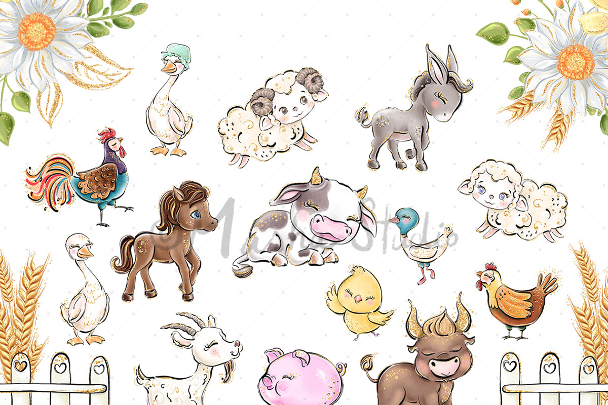 Farm Animals Clipart, an Animal Illustration by Masha  Studio (Photo 3 of 9)