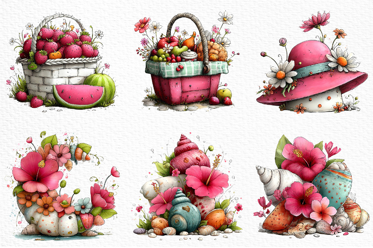 Whimsical Summer Clipart, an Illustration by Craft Nest (Photo 5 of 12)