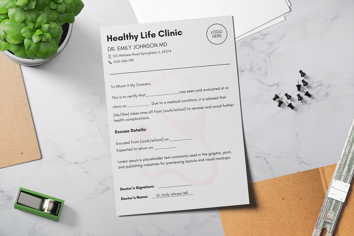 Doctor Excuse Note Canva Template, a Stationery Template by Snapybiz (Photo 9 of 10)