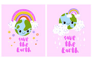 Cute Earth Day Clipart Set: Kawaii, an Object Illustration by the_myro (Thumbnail 2 of 9)