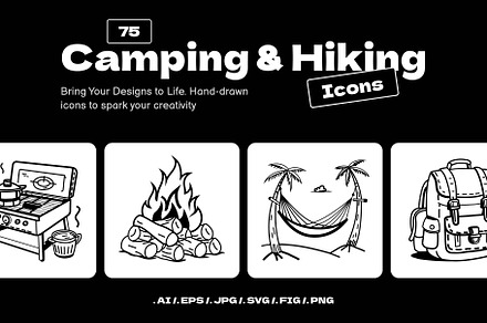 Camping and Hiking Icons, a Graphic by Brickclay